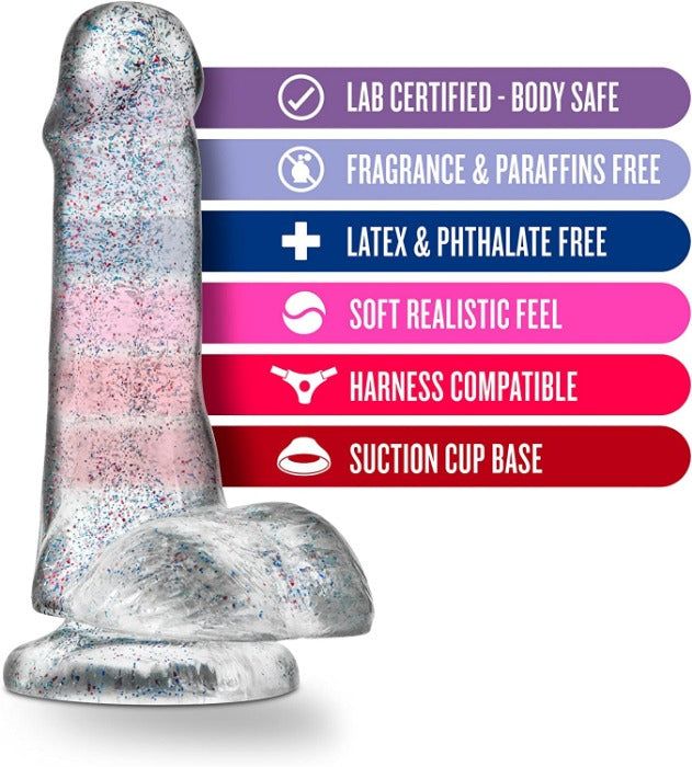 Naturally Yours 'Glitter' Dong 5.5 inch -Clear