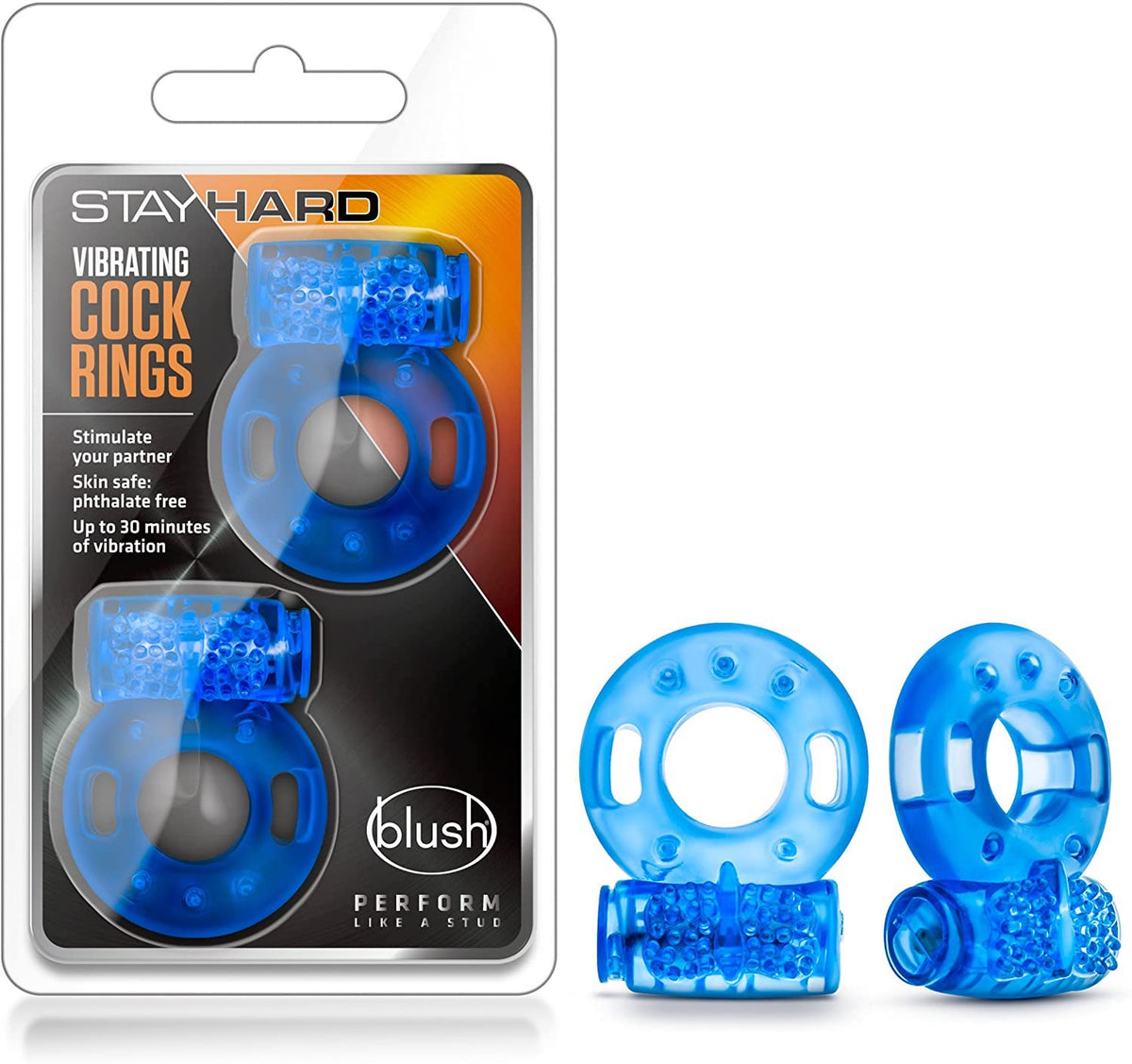 Stay Hard "2 Vibrating" C/Rings Blue