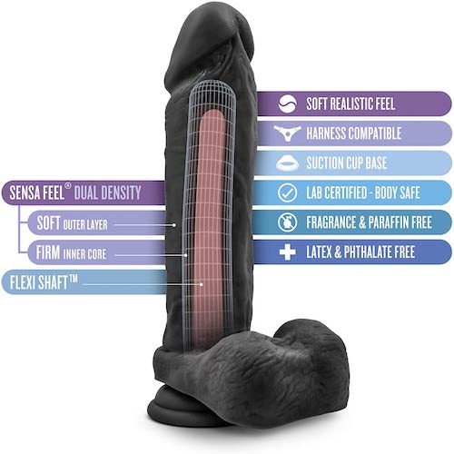 Au Naturel Bold 9 "Massive" Dildo -Blk
