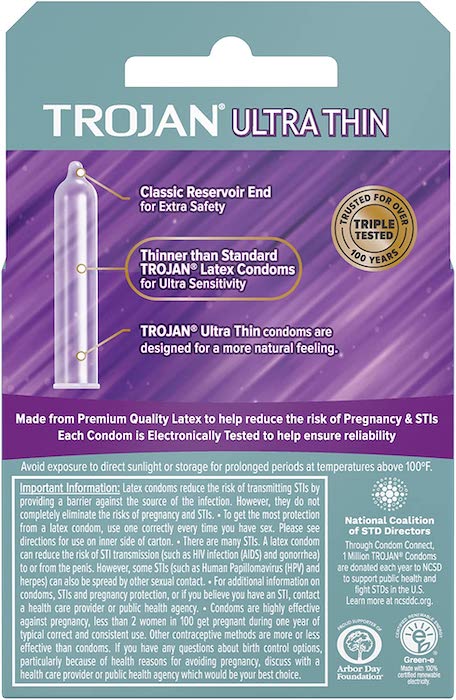 Trojan ''Ultra Thin'' Latex Condoms -3Pk