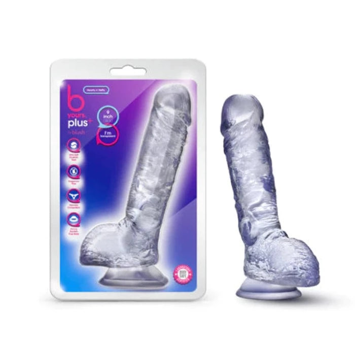 B Yours Plus "Hearty n' Hefty" 9 inch Dildo -Clear