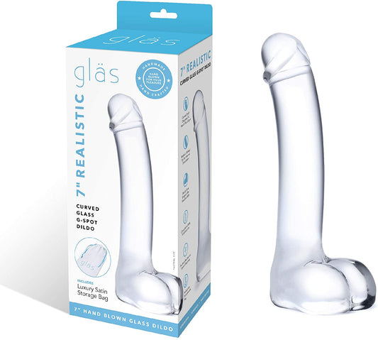 gläs 7" Realistic Curved G-Spot Glass Dildo
