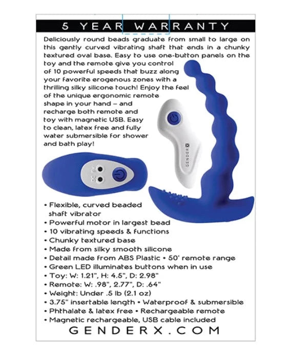 Gender X 'Blue Beaded' Pleasure Anal Vibe