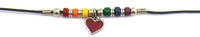 Heart Charm Necklace w/ Rainbow Beads