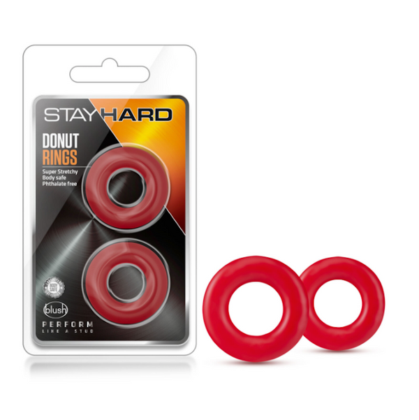 Stay Hard 'Donut Rings' Cock Ring -Red