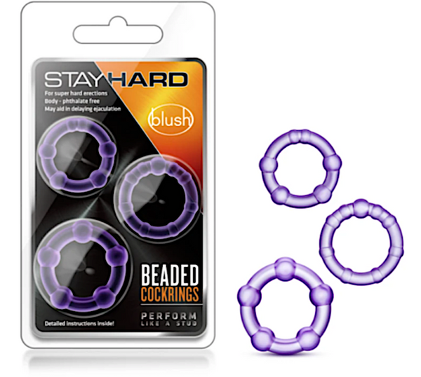 Stay Hard 'Beaded' Cockrings -Purple