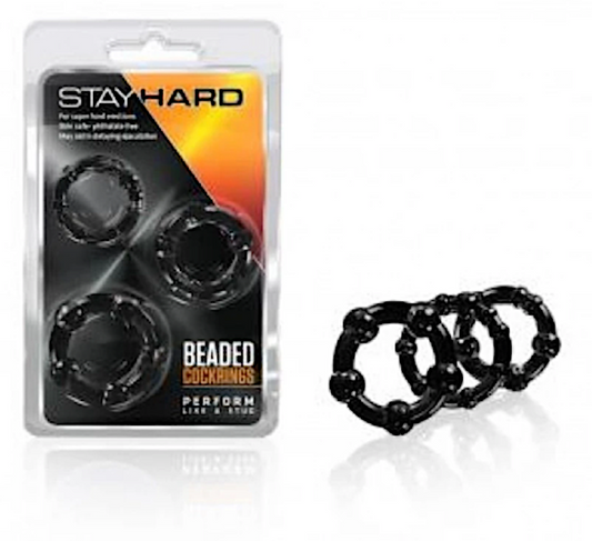 Stay Hard "Beaded" Cockrings -Black