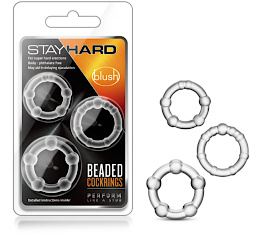 Stay Hard 'Beaded' Cockrings -Clear