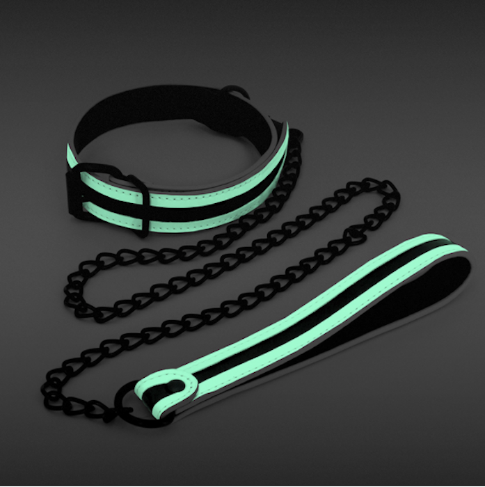 GLO Bondage "Collar and Leash" -Green