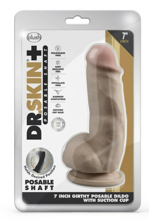 Dr. Skin + 7" Girthy Posable Dildo -Vanilla