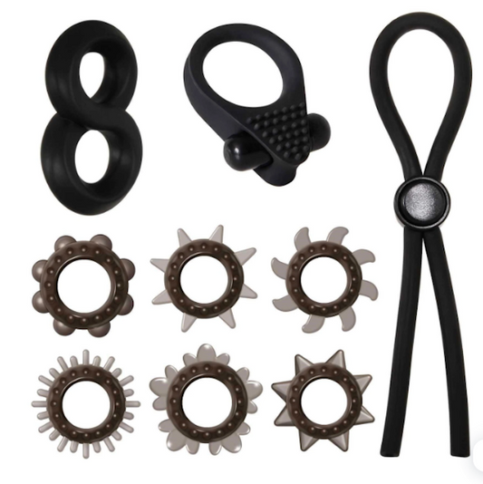 Adam's "Deluxe 9 Pc" Penis Ring Sampler Kit