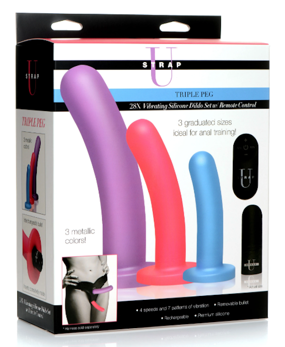 Strap U "Triple Peg" 28x Vibrating Dildo Set w/ Remote