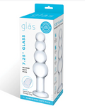 Glas 7.25" Glass Beaded Butt Plug -Clear