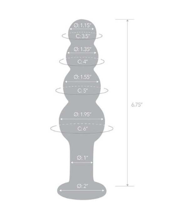 Glas 7.25" Glass Beaded Butt Plug -Clear