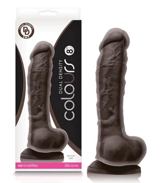 Colours "Dual Density" Dildo 8" -Dark Brown