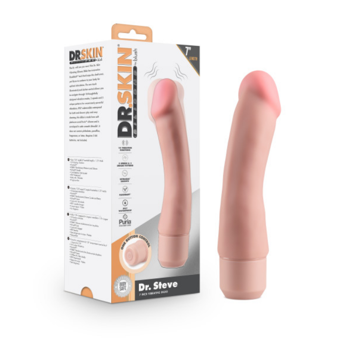 Dr. Skin Silicone "Dr. Steve" 7 In Vibrating Dildo