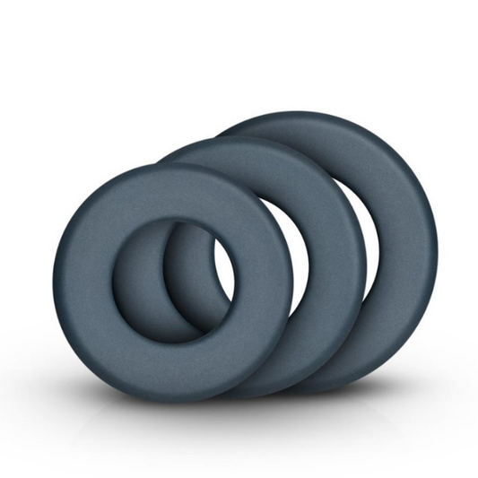 Boners "Hefty" 3 Pc Cock Ring Set -Grey