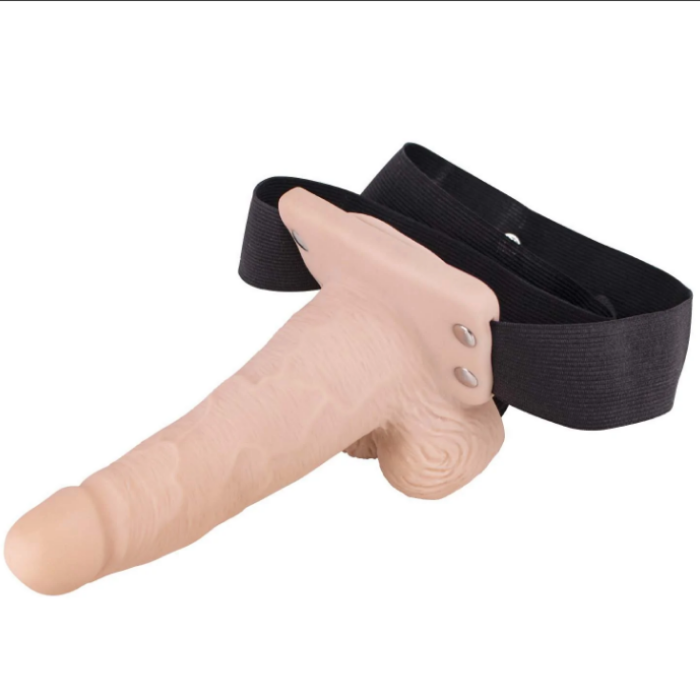 Erection Assistant "Hollow Vibrating" Strap On 6 inch -Flesh