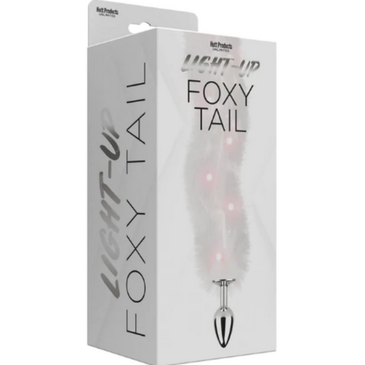 Light Up Foxy Tail Butt Plug -White