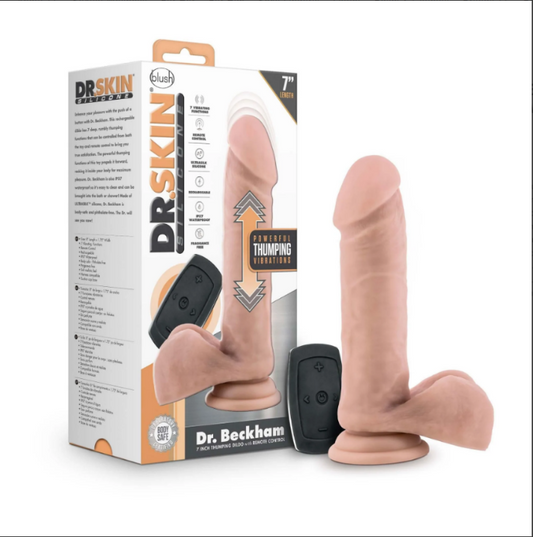 Dr. Skin "Dr. Beckham" 7in Thumping Dildo -Vanilla