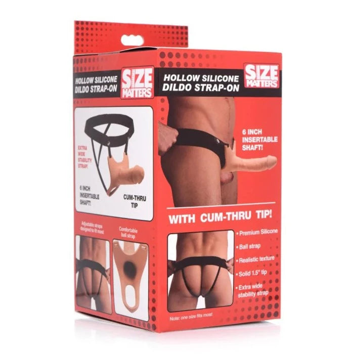 Size Matters Hollow 6" Dildo Strap-on -Flesh