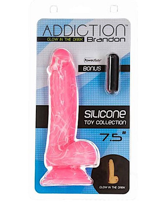 Addiction "Brandon" 7.5" Glow Dildo -Pink