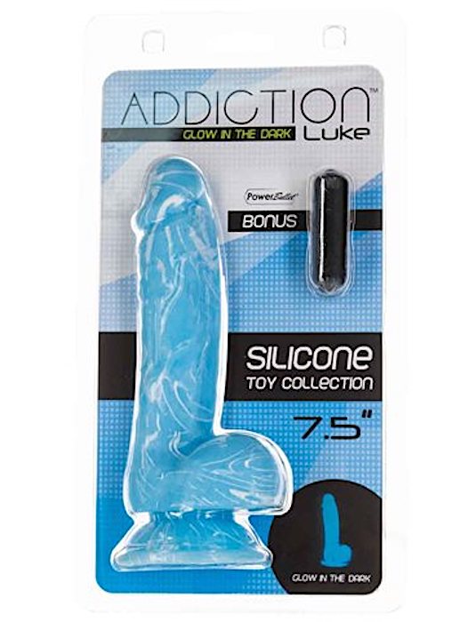 Addiction "Luke" 7.5" Glow Dildo -Blue