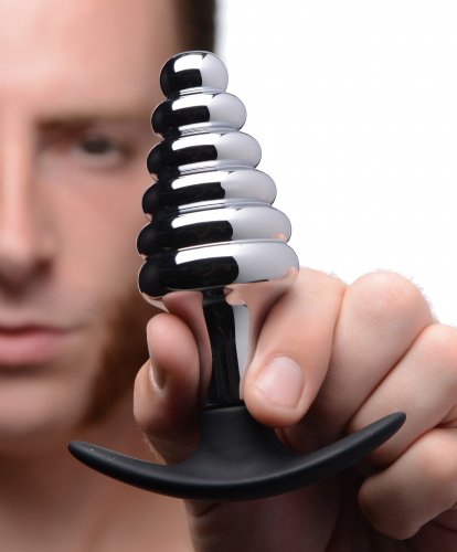 MS "Dark Hive" Metal Ribbed Anal Plug
