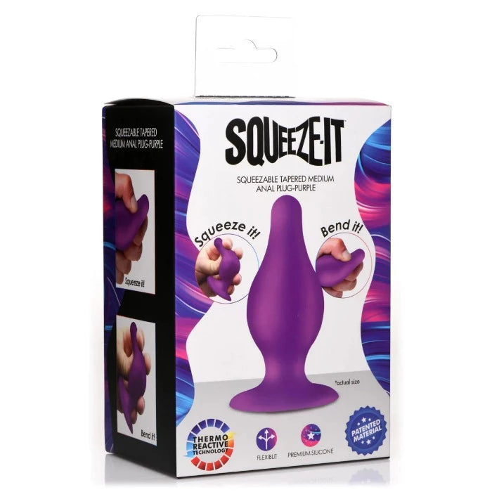 Squeezable Tapered "Medium" Anal Plug -Purple