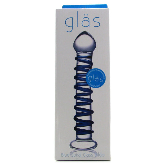 Gläs Blue Spiral Glass Dildo