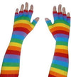 Rainbow Fingerless Gloves Long