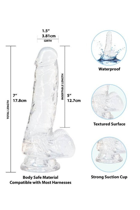 Crystal Addiction "Clear" Dildo w/Balls - 7 Inches