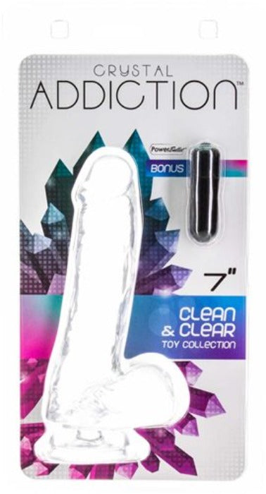 Crystal Addiction "Clear" Dildo w/Balls - 7 Inches