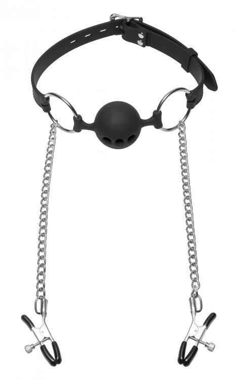 Master Series Hinder Ball Gag + Nipple Clamps