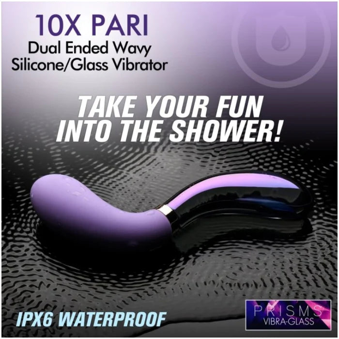 Prisms Vibra-Glass 10X "Pari" Dual-Ended Wavy -Dildo