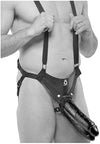King Cock Strap-On Suspenders Harness with Hollow Double Dong, 11", Black