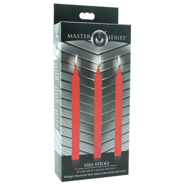 MS 'Fire Sticks' Drip Candle Set Of 3 -Red