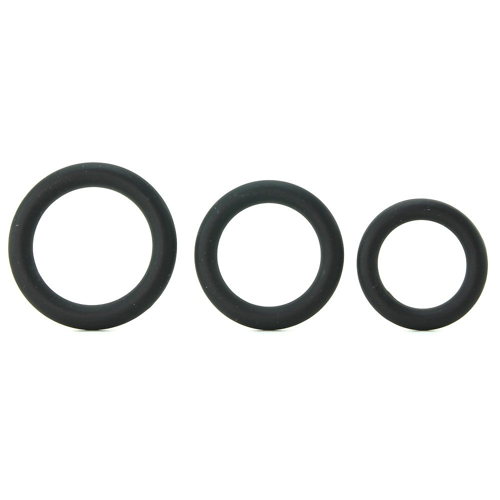 Silicone Triple Cock Ring Set -Black