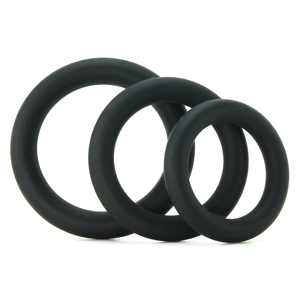 Silicone Triple Cock Ring Set -Black