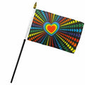 ''Rainbow Love'' Pride -Stick Flag 4 x 6''