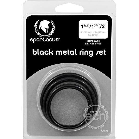 Spartacus 'Black Steel' Cock Ring -Set